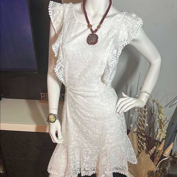 Angel Biba White Sleeveless lace Dress ( fits like M/L)send me any offer!!! - Picture 6 of 8